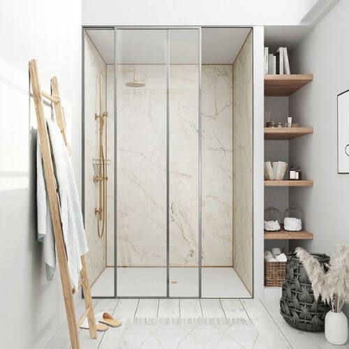 Laminate Shower Wall Panel Square Edge - 900mm x 2440mm x 10.5mm Shell Marble