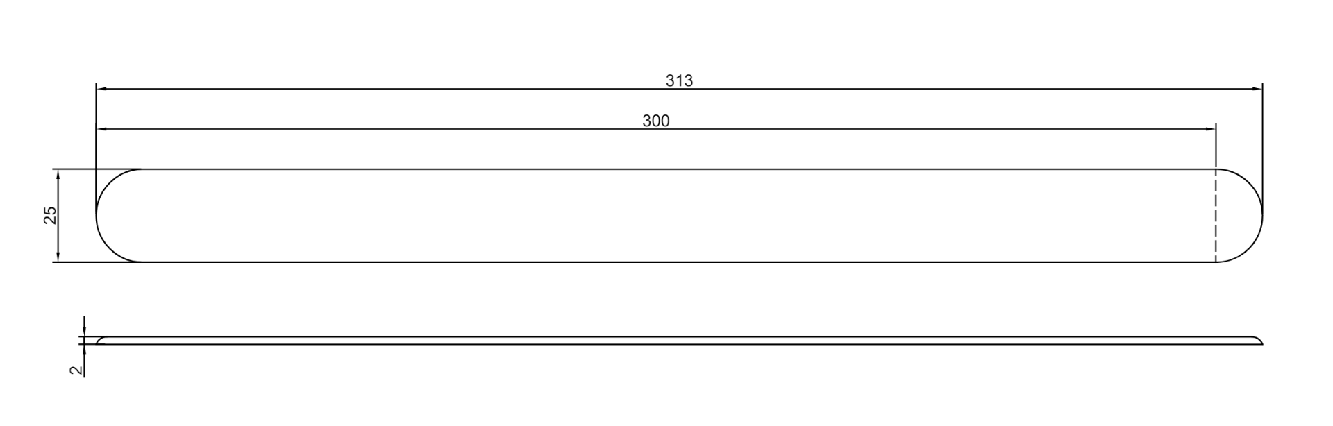 Bullnose Fascia Large End Cap - 300mm x 25mm White