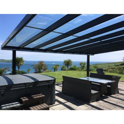 Contemporary Alfresco Aluminium Pergola / Veranda - 24000mm x 1000mm Rectangle - Grey