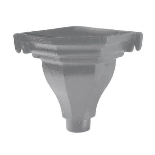 Cast Iron Round Downpipe Standard Hopper Head H1A Corner Outlet - 65mm Grey Primer