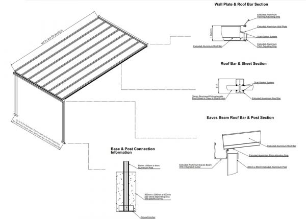 Simplicity 35 Aluminium Pergola / Veranda - 17000mm