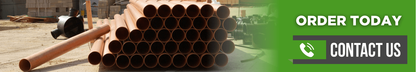 Sewer drainage pipes on a construction site